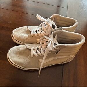 Vans Kids High-Top Sneakers in Tan and White